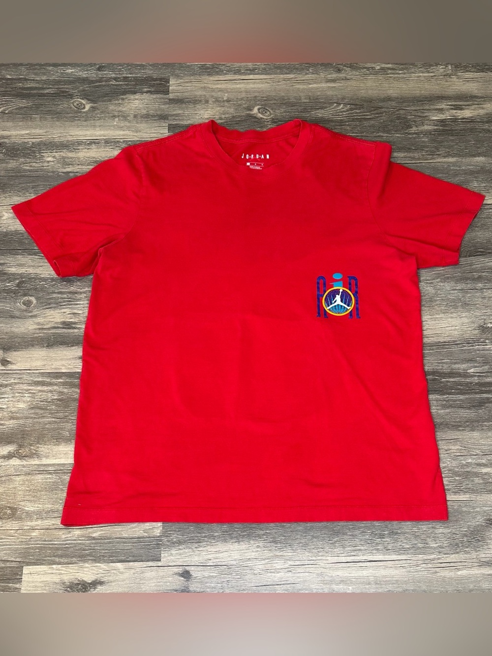 Nike Air Jordan Mens Large Red Graphic T Shirt Jumpman Retro Spellout Tee